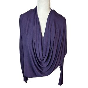 Michael Kors Wrap Shawl Cardigan Eggplant Purple Dolan Sleeves Size Xl